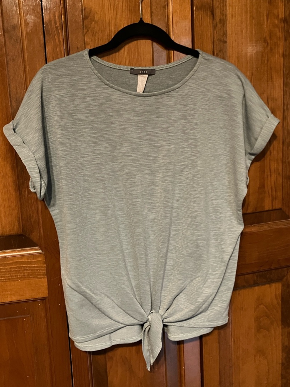 Soft Sage Tie-Front Crop Top - Relaxed Short Sleeve & FREE lip gloss OR Lotion